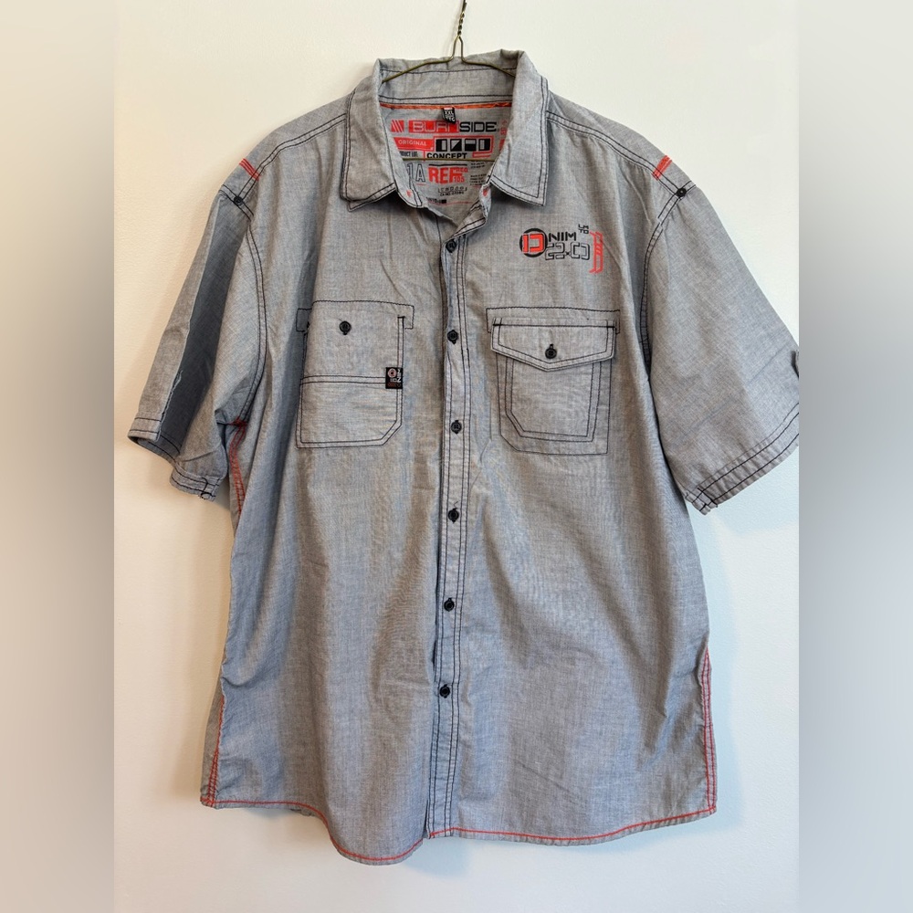 Burnside Cotton Button Down Short Sleeve Denim Shirt Men’s Size XXL